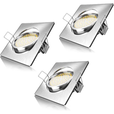 Brandson 3x LED Einbaustrahler in Edelstahl Optik, schwenkbarer Deckenspot mit 320 Lumen / Warmweiß
