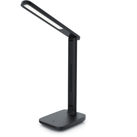 Brandson LED Schreibtischlampe mit 3 Helligkeitsstufen, Leder-Design, 42 LEDs dimmbar, 3 Farbtemperaturen, Sensor Touch, mit Netzteil, Schwarz