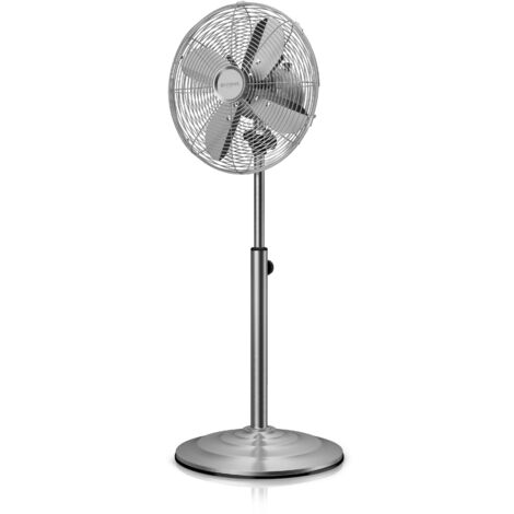 Brandson Standventilator 35W mit Oszillation 80 Grad im Chrom Design, 30 cm Rotor, höhenverstellbarer Standfuß, 3 Geschwindigkeiten, 30 Grad neigbar