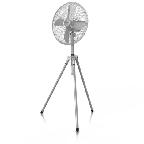 Brandson Standventilator 45 cm mit 3 Geschwindigkeiten, Ventilator mit Dreibein-Stativ, 60 Watt, oszillierend, Silber/Edelstahl