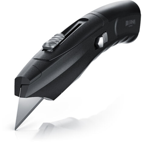 Brandson Teppichmesser zinklegiertes Gehäuse - Kartonmesser - Profi Messer - Cuttermesser - inkl. Ersatzklingen im Magazin - Trapezklingen SK5 Klingen