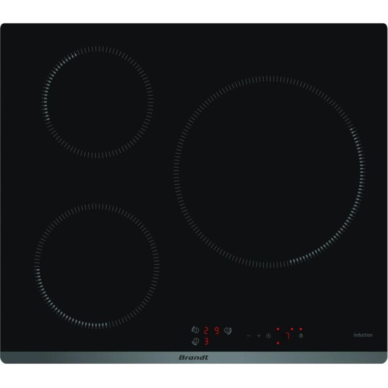 Table de cuisson induction 60cm 3 feux 7200w Brandt bpi6314b