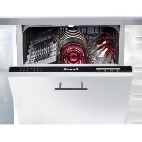 Brandt – Lave-vaisselle tout intégré 45 cm – 10 couverts – Classe énergétique E – Niveau sonore 47 dB – 6 programmes – Départ différé