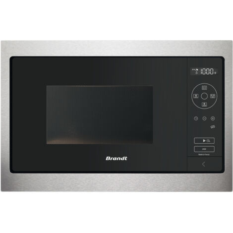 Brandt – Micro-ondes encastrable 26L 900W inox – 5 niveaux de puissance – Écran LED – Kit d'encastrement inclus – BMS7120X - SOLO 26 L