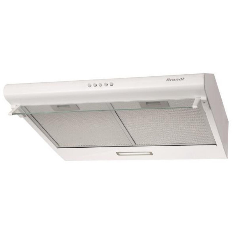 BRANDT Hotte Visière Casquette aspirante blanc Largeur 60cm Débit d'air 321m3/h - Blanc