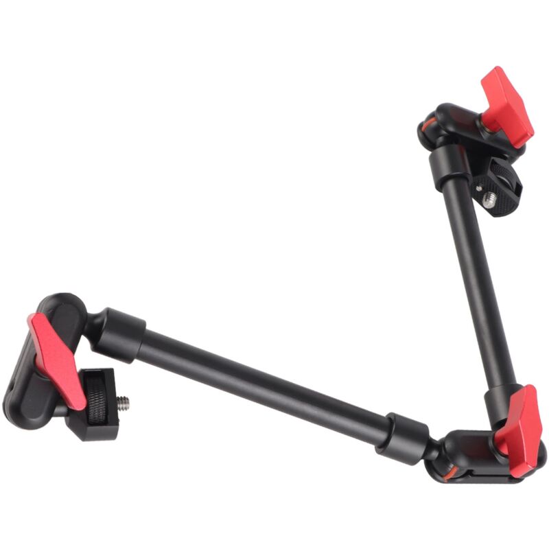 Bras articulé de 22 pouces à double tête sphérique à vis 1/4in, tige d'extension ajustable à plusieurs angles pour téléphone et appareil photo