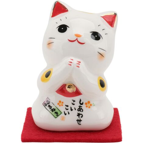 Bras de chat agitant chinois bonne chance Statue chanceux Adorable ornement de chat Fortune en céramique ornement de chat de Fortune décor ménager