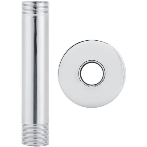 Bras de douche à montage au plafond en acier inoxydable G1/2in, connexion universelle chromée pour salle de bains.