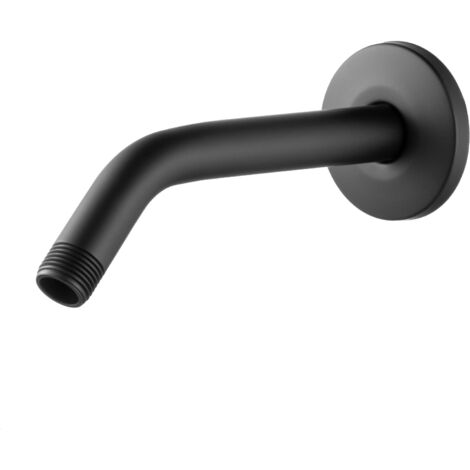 Bras de douche avec bride, bras de douche de rechange mural de 15 cm, noir mat