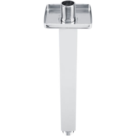 Bras de douche carré inox 25 cm plafond mural pour salle de bain