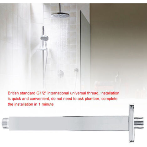 Bras de douche carré, support mural en acier inoxydable pour pomme de douche au plafond de salle de bain (20cm)