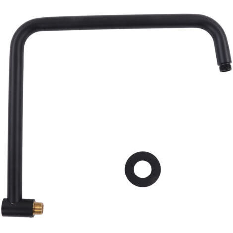 Bras de Douche en S Rotatif en Acier Inoxydable 304 avec Flasque Noir - Extension de Pommeau de Douche