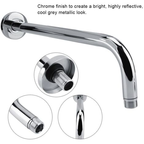 Bras de douche extra long en acier inoxydable, ensemble de brides de rechange, montage mural, finition chromée