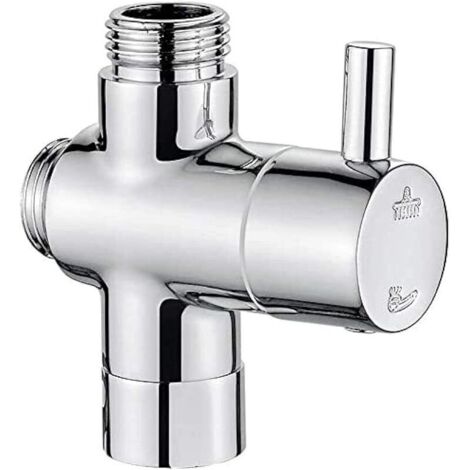 Bras de douche M92201 à 3 voies - Composant de valve de dérivation en laiton universel pour salle de bain (G3/4) et deux sorties (G3/4 et G1/2) pour pommeau de douche à main et pommeau de