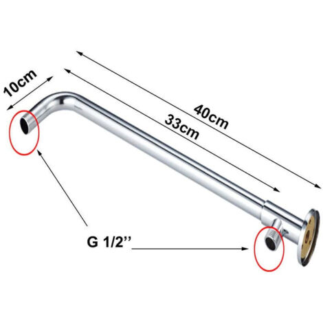 Bras de douche mural extensible 40 cm en acier inoxydable – raccord G1/2″ pour pomme de douche, robuste et réglable