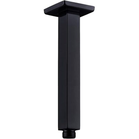 Bras de Douche Noir,Bras de Douche Mural 20 cm Rallonge Douche Carré en Acier Inoxydable Bras de Douche Noir D'extension pour Tete De Douche Pluie,Finition En Peinture Noire