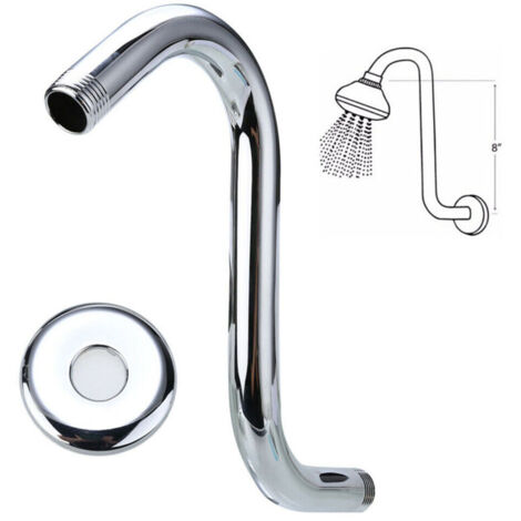 Bras de douche relevable en acier à col de cygne courbé en S allongé de 20 cm (8 po)