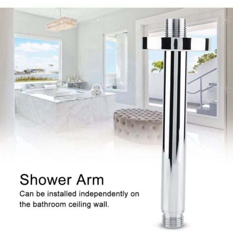 Bras de douche rond en acier inoxydable avec support mural pour pommeau de douche de plafond (15 cm).