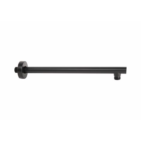 Bras de douche rond noir mat en acier inox mod. Flat round black