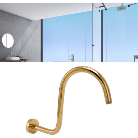 Bras de douche S inox surélevé brossé or pour tête de douche