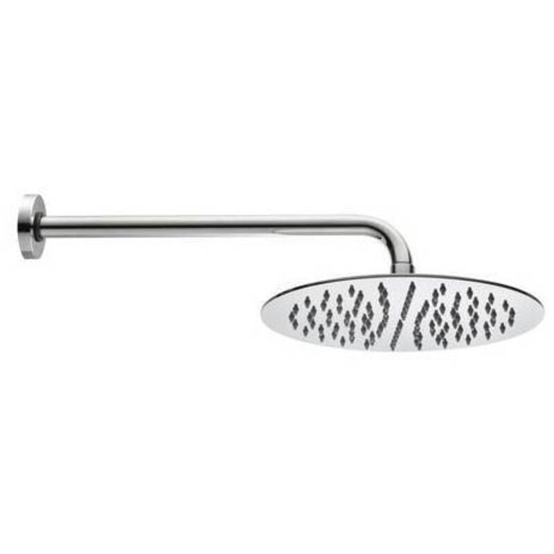 Bras de douche Tetis avec pomme de douche ronde 25 cm en inox e'paisseur 4 mm bras de douche horizontal 1/2'Mx1/2'M