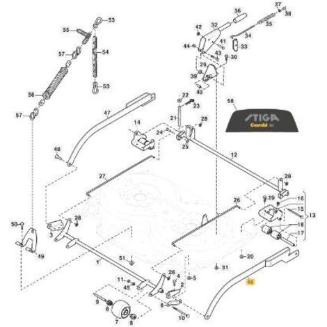 BRAS DE LEVAGE DE PLAQUE GAUCHE. CD 95 VNGA ORIGINAL STIGA - 387106273/0