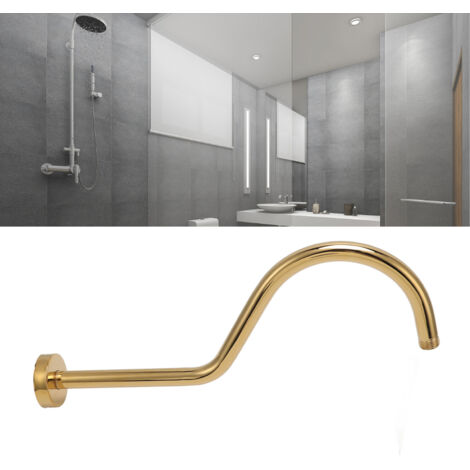 Bras de Raccordement pour Pommeau de Douche en Laiton Doré Satiné, Coude S Forme Tuyau Extension Douche Salle de Bain, Connexion NPT