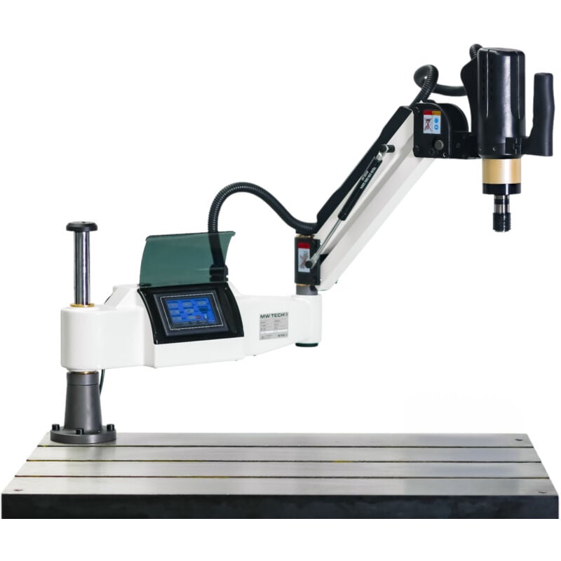 Bras de taraudage électrique M10 à M36 écran tactile plc servo 1,2 kW 230V portée effective 1200 mm avec 10 douilles dia. 31 Mw-tech ETA3612
