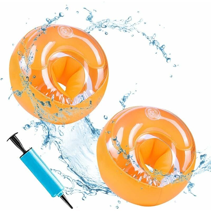 Aougo - Bras gonflables Bracelets de Natation Aide à la Natation Nageur Bracelets pour Enfants Orange Tube Gonflable Flottant Apprendre à Nager pour