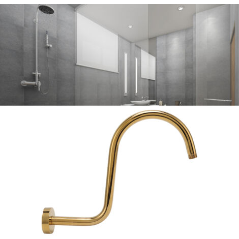 Bras S-Shaped pour Douche en Acier Inoxydable avec Flange NPT - Finition Dorée Brossée 33,5cm