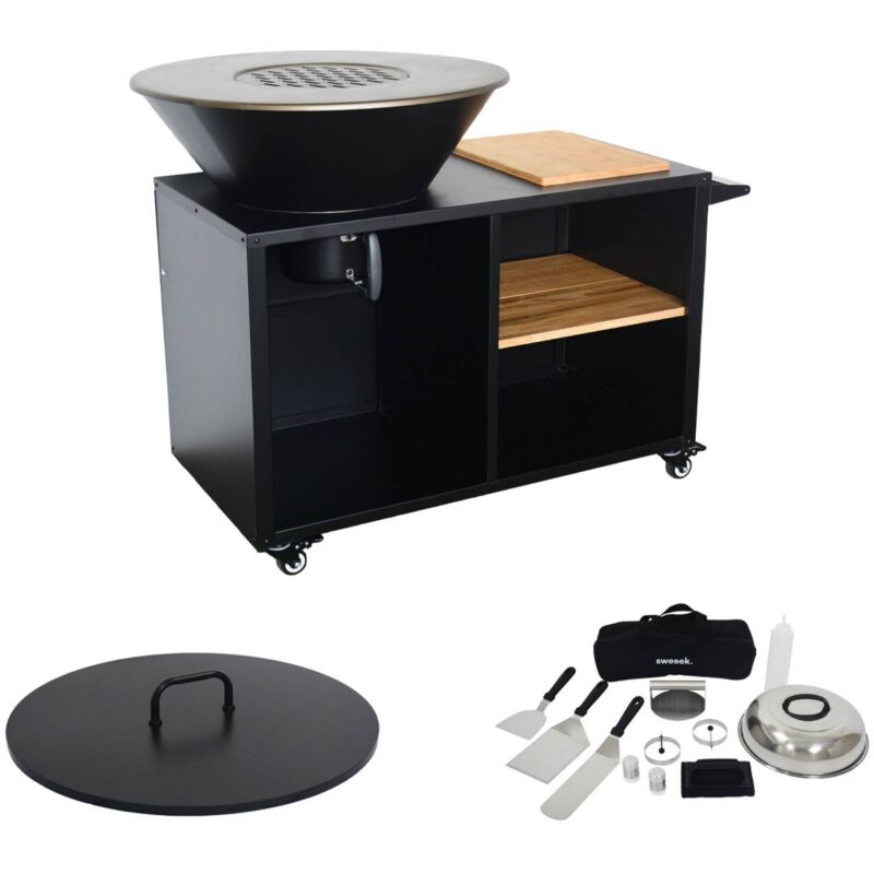 SWEEEK Brasero de cuisson D80cm avec couvercle et ustensiles