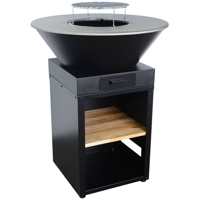 Braséro de cuisson Ø81.5cm avec grille de cuisson et espace de rangement
