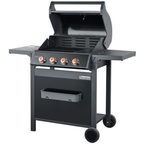 Brasero – Barbecue à gaz Spring II 4 brûleurs – Surface mixte grille & plancha fonte 64 x 41,5 cm – Puissance 12,6 kW – Thermomètre intégré – EASY CLEAN