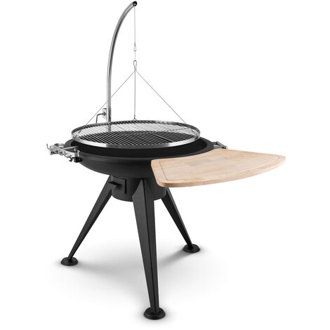 Braséro - Blumfeldt Delion - Braséro barbecue - Grill pivotant potence Pieds hauts - Braséro extérieur - Câble Acier - Noir - Noir - Noir