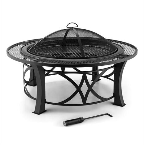 Braséro - Blumfeldt Ronda Brasero Ø 95cm - Braséro barbecue - Grill Protection étincelles métal bruni -  Braséro extérieur - Noir