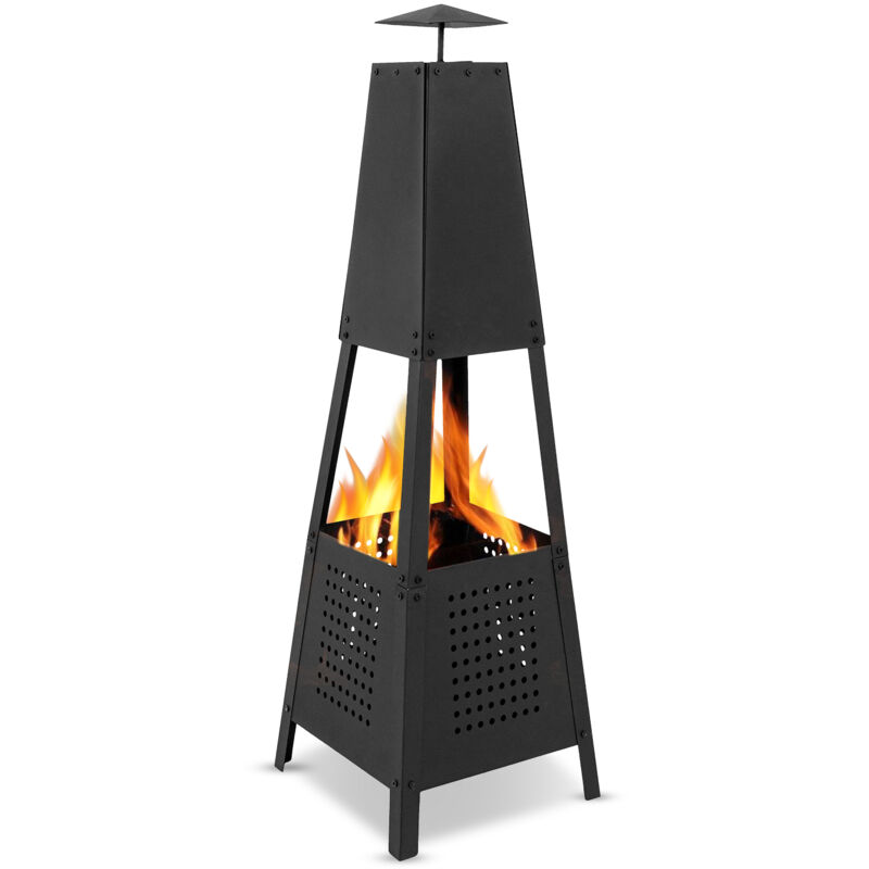 Maxxgarden - Brasero Pyramid Ø35×100 cm - Cheminée de jardin - Cheminée d'extérieur - Poêle de jardin au bois - Noir