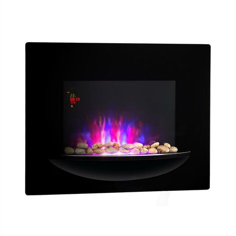 brasero cheminée murale électrique 1800 W simulation de flammes - noir