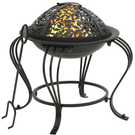 Brasero con atizador acero 49 cm   - Negro