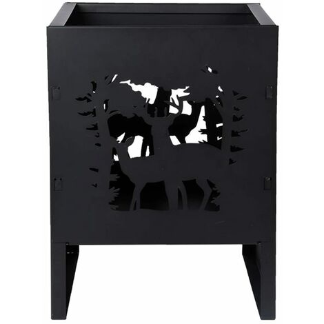 RM Diseño Brasero de Metal en Negro 44 cm/Chimenea como Hoguera o Cesta para el jardín 