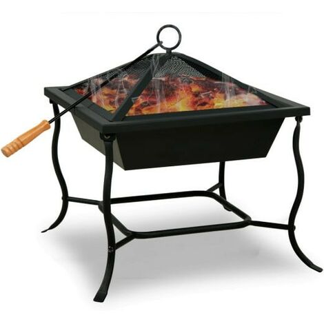 Braséro de jardin 45X45. Idéal Terrasse. Avec accessoires couvercle