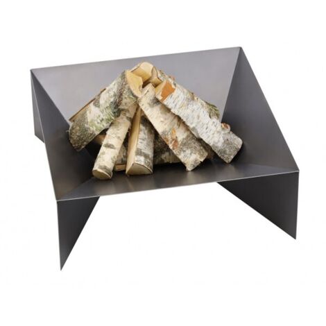Brasero de jardin carré DINE en acier-60 cm-Acier naturel---Acier naturel