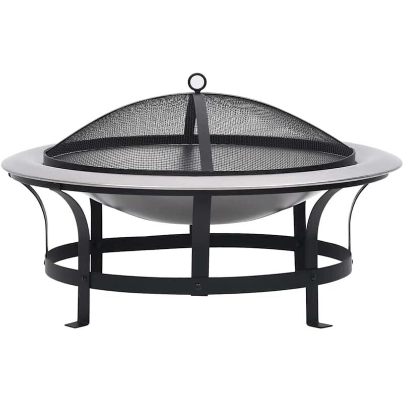 

vidaXL Brasero de jardín con parrilla acero inoxidable 76 cm - Negro