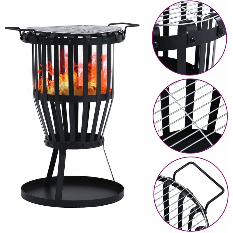 

Brasero de jardin con parrila BBQ acero inoxidable 47,5 cm