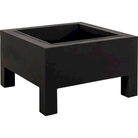 brasero de jardin design carré en fer noir pour extérieur - noir intense mat