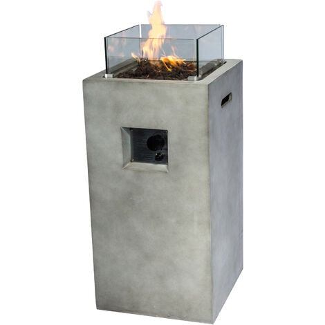 Braséro de jardin gaz chauffage extérieur oxyde de magnésium housse de protection roches de lave gris Teamson Home HF31701AA-EU - Gris
