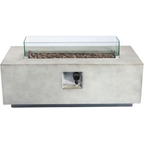 Braséro de jardin gaz chauffage extérieur oxyde de magnésium housse protection écran pierres de lave gris Teamson Home HF42708AA-EU - Gris