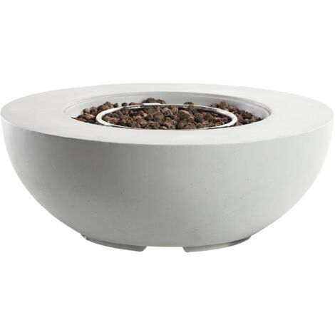 Brasero de jardín patio GRC quemador de acero inoxidable gas propano gris claro Surtsey