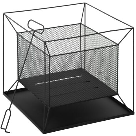 Brasero de jardin portable en métal, brasero d'extérieur avec support suspendu et tisonnier, 45 x 45 x 43 cm, noir