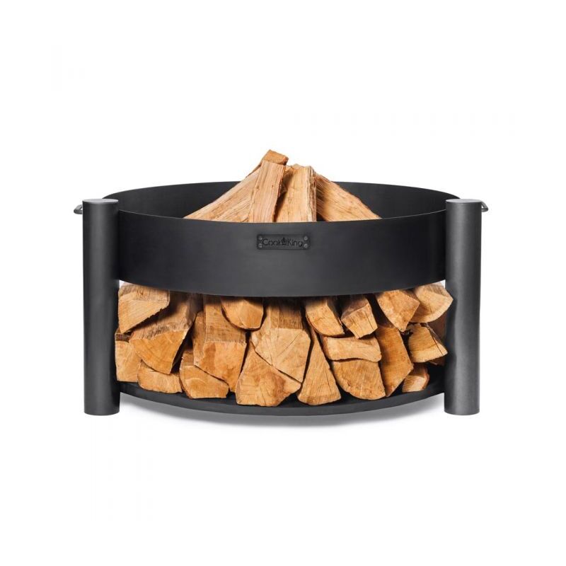 Cookking - Braséro extérieur viking, acier naturel, 60cm de diamètre, avec porte-bûches 111246
