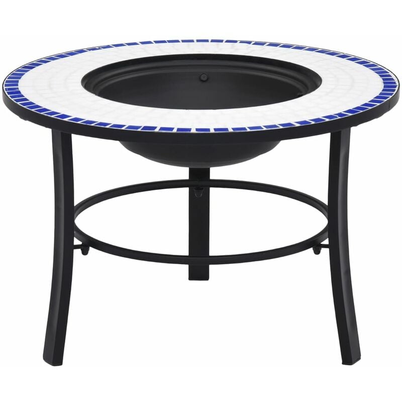 

vidaXL Brasero de mosaico cerámica azul y blanco 68 cm - Azul